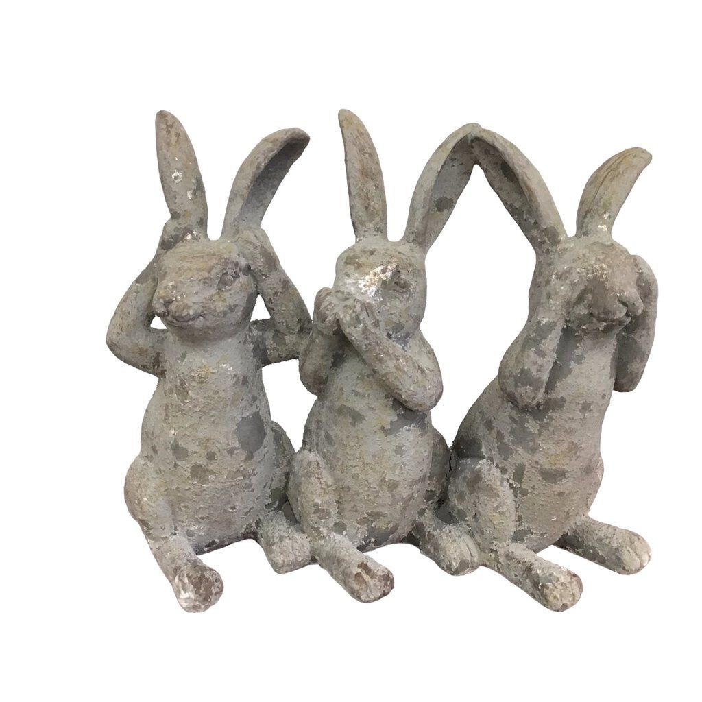 6.25 Inch Resin Distressed 3 Bunnies Decor