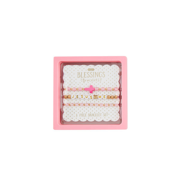 Pink Cross-Blessed Beaded Bracelets