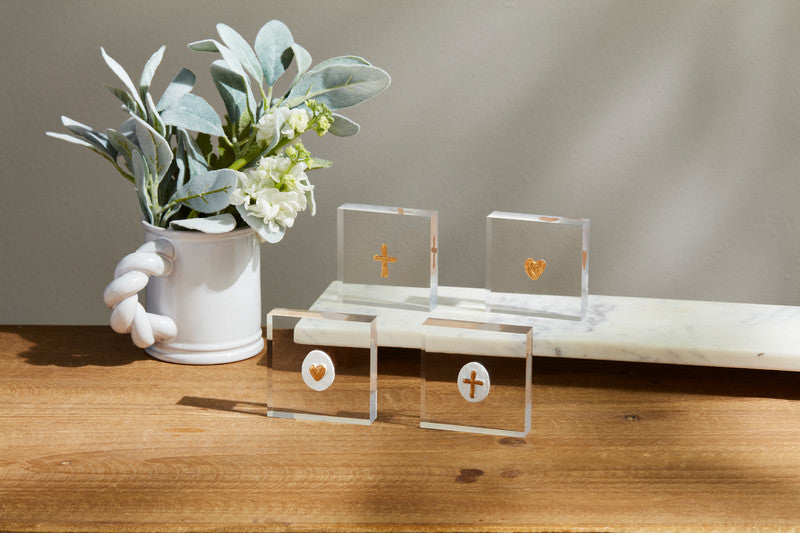 Mini Gold Cross Acrylic Sitter
