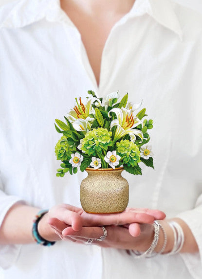 Mini Pop Up Card, Ivory & Sage