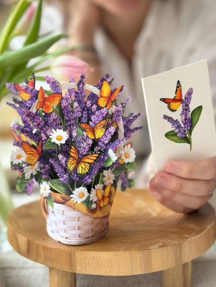 Mini Pop Up Card, Lavender & Butterflies