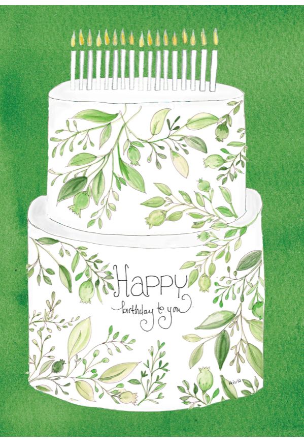 Card, Birthday Cake Greenery BC521