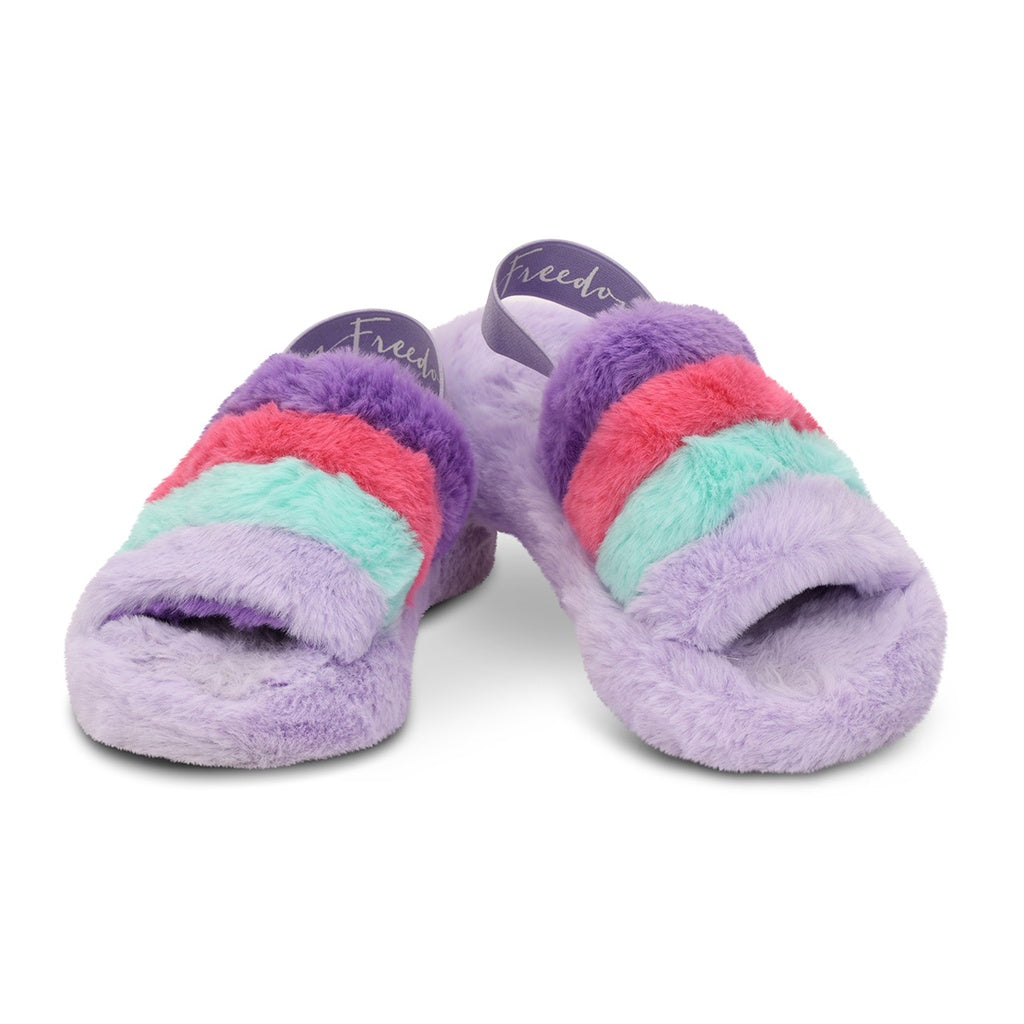 Purple/Pink /Blue Furry Slippers Small (1-3)