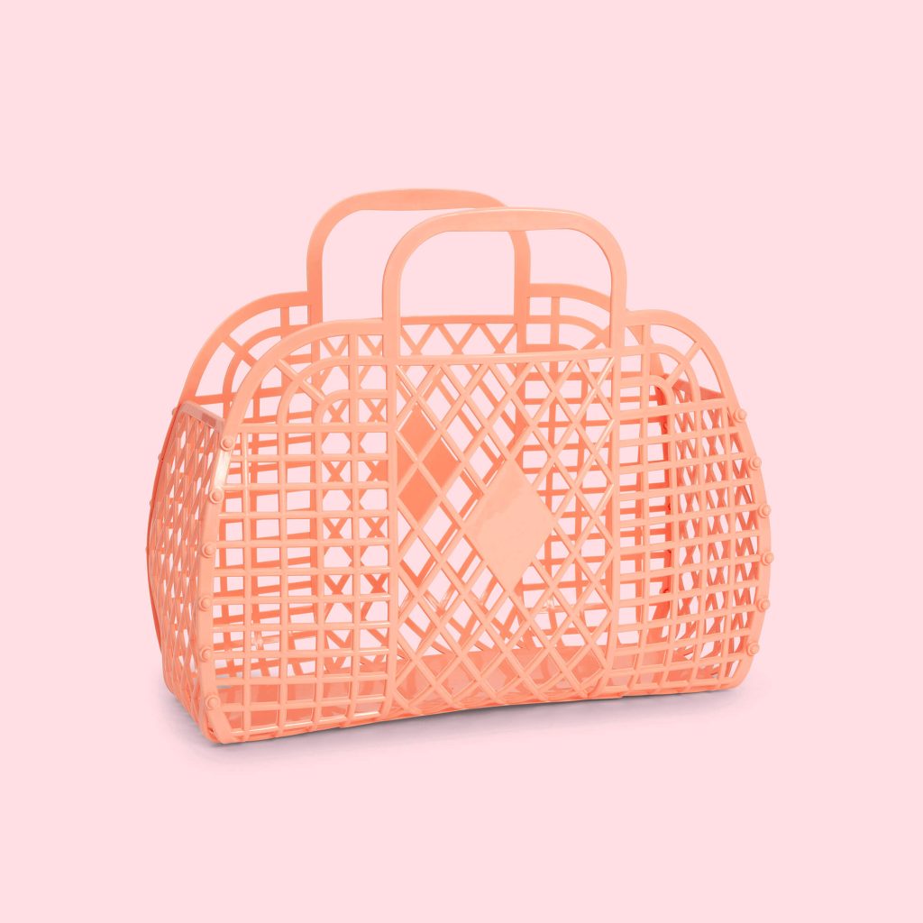 Small Retro Basket Handbag Peach