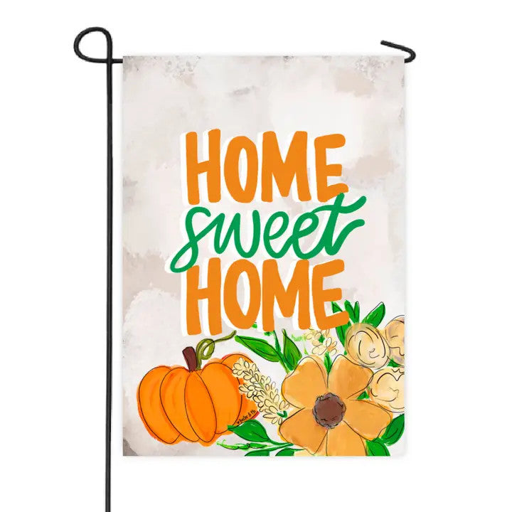 Garden Flag, Home Sweet Home Pumpkin Wreath