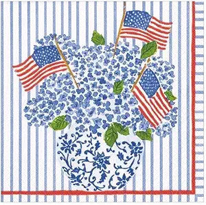 Paper Cocktail Napkins, Flags and Hydrangeas