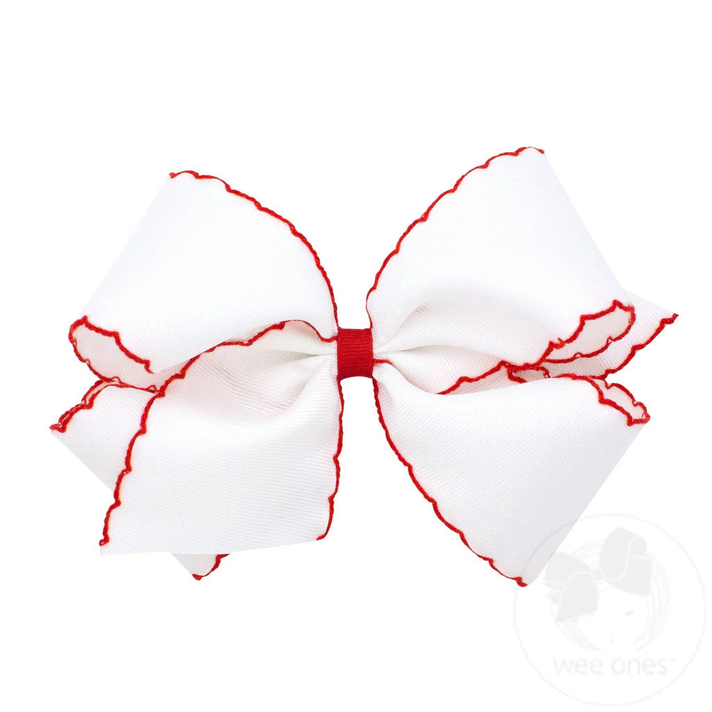 King Moonstitch Bow, White w/ Red