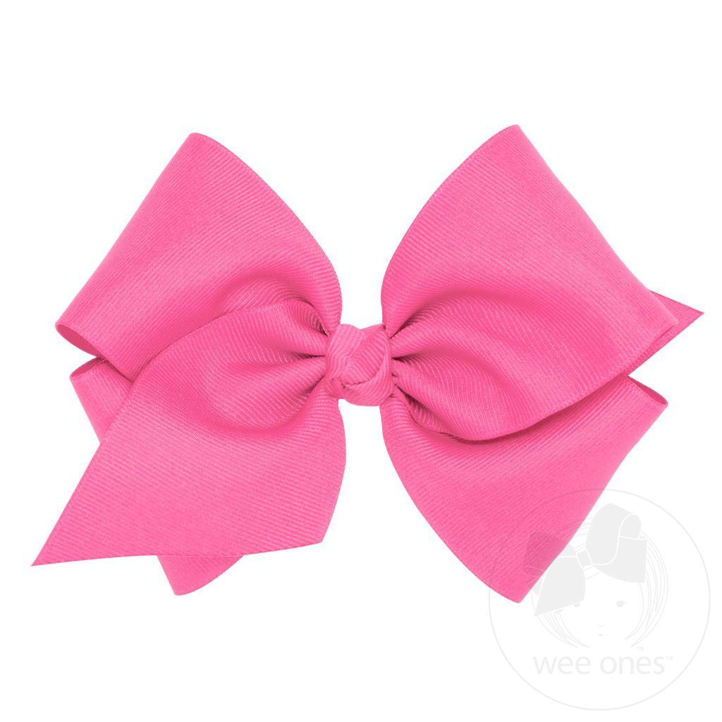 Mini King Grosgrain Bow, Hot Pink