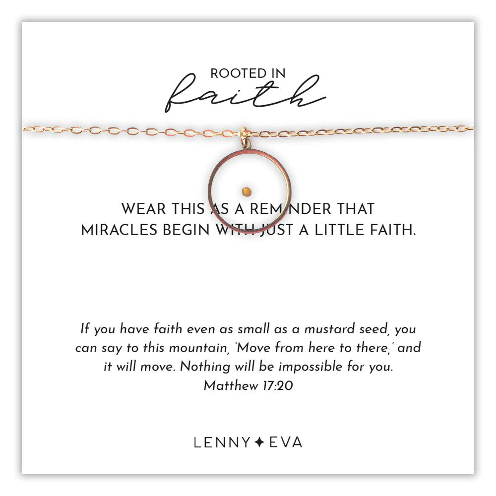 Faith Over Fear - Mustard Seed Necklace - Circle