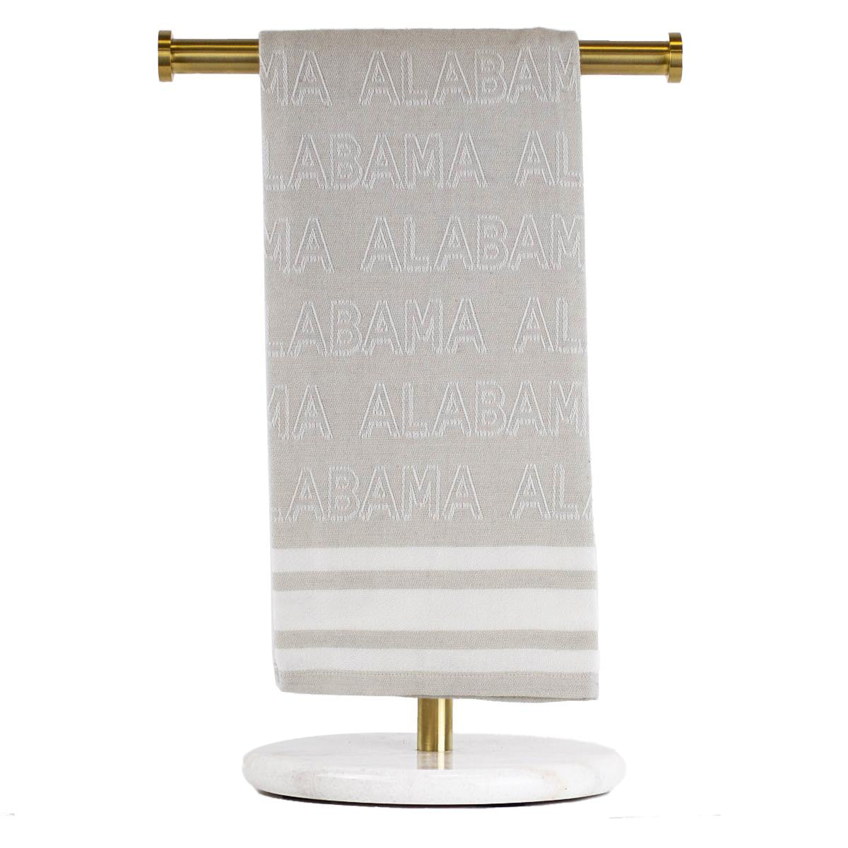 Alabama Jacquard Hand Towel, Light Gray/White