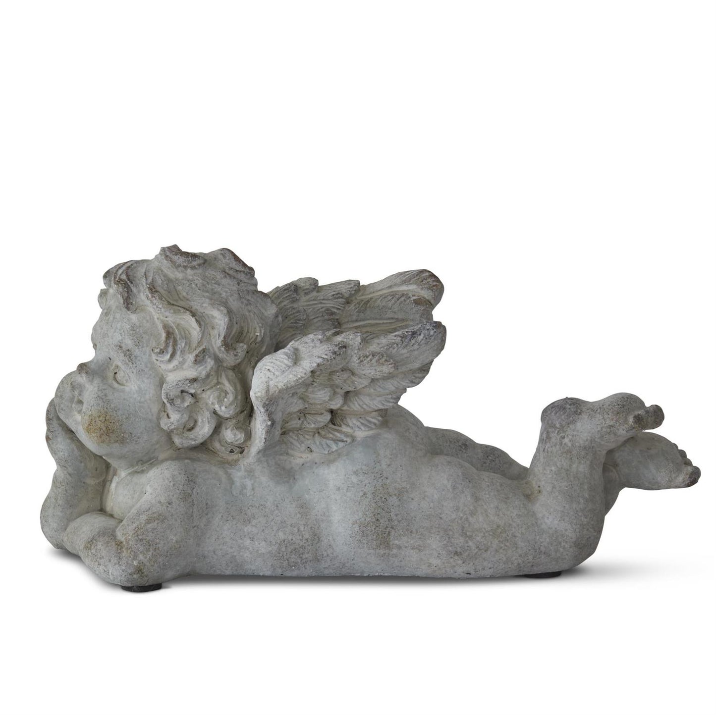 5 Inch Gray Stone Laying Cherub Statue