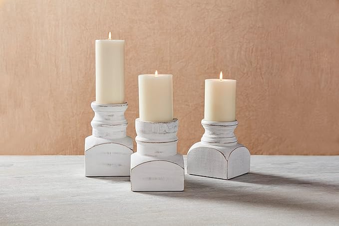 Short White Candle Holder, Large