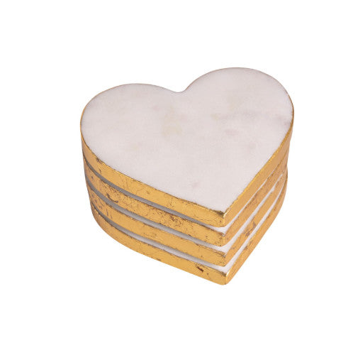 White Heart Coaster Set