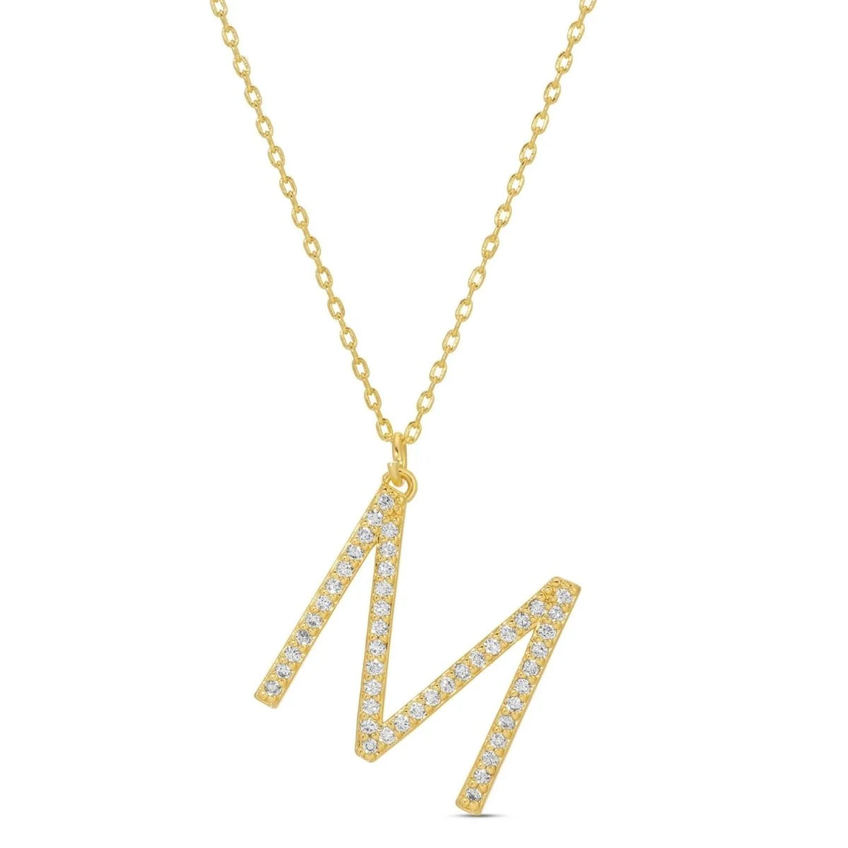 Initial Necklace- Large Gold Pave, M
