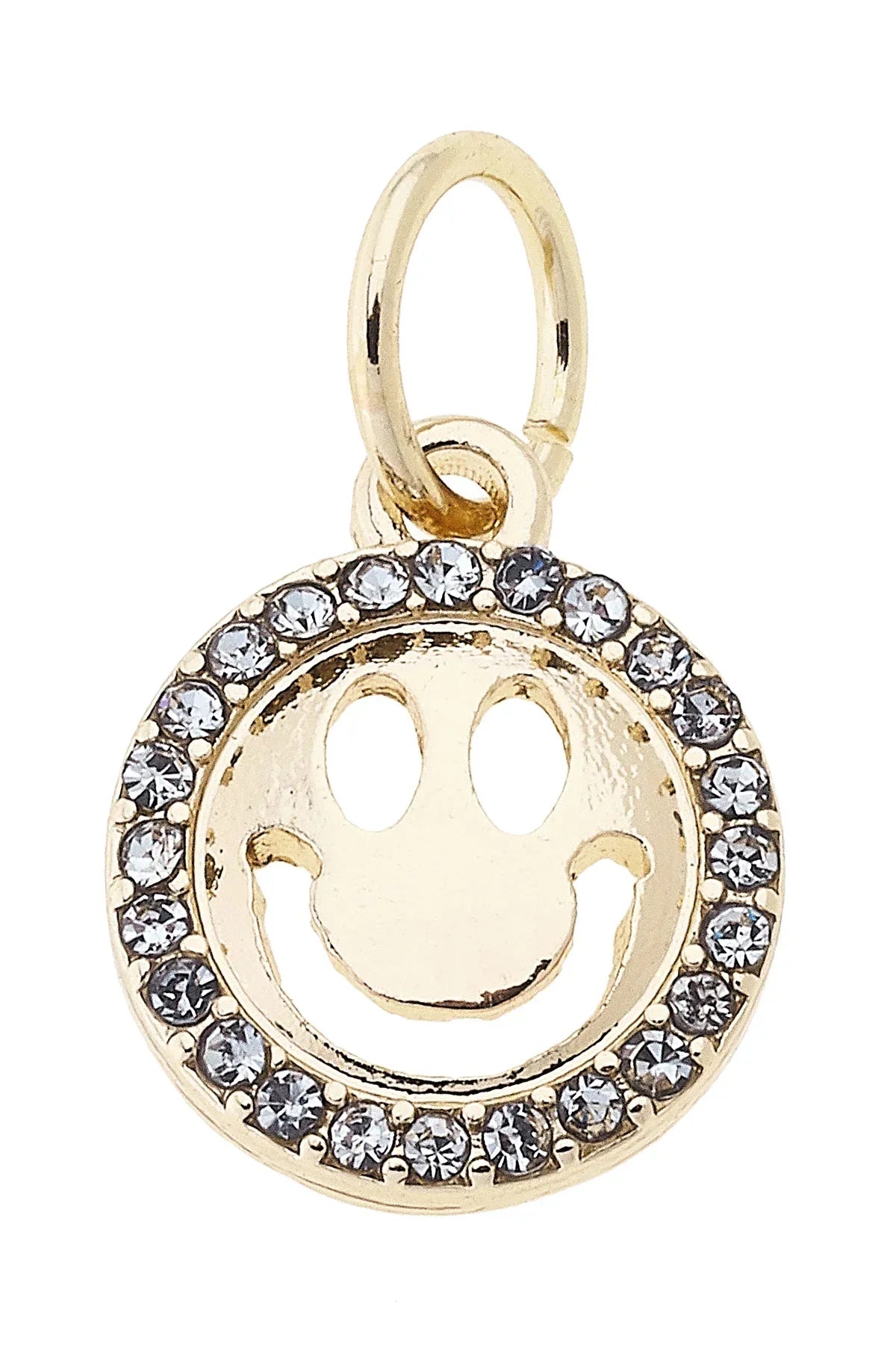 Pave Smily Face Charm in Shiny Gold