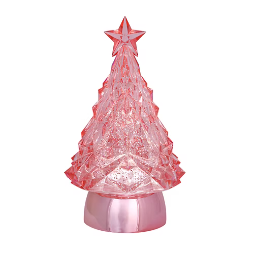 9" Frosted Blush LED Blowing Glitter Tree