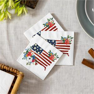 Red, White, & Bloom Paper Cocktail Napkin