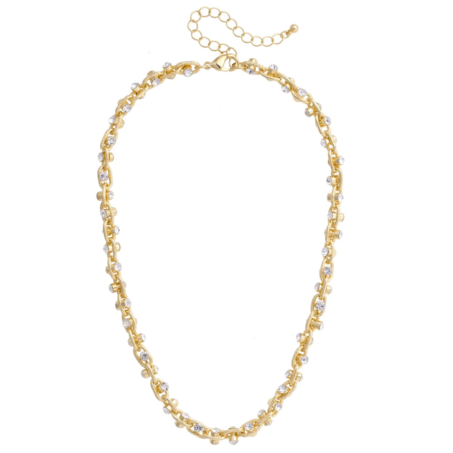 Krystal Twisted Rhinestone Necklace in Shiny Gold