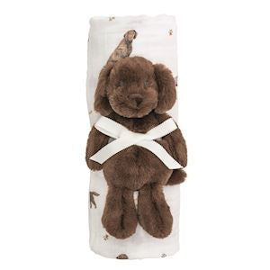 Lab Swaddle And Rattle Set