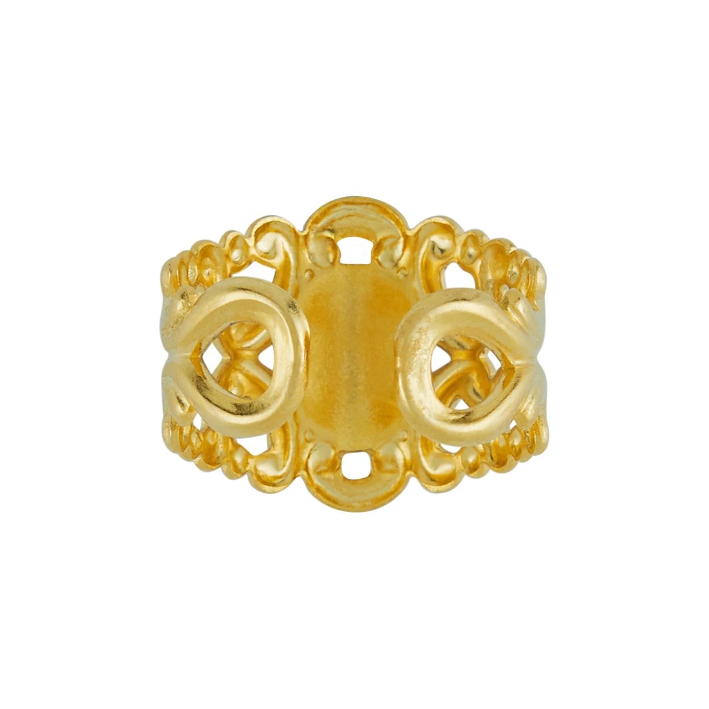 Adjustable Vintage Cross Pearl Cabochon Ring