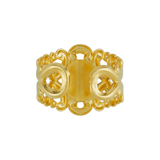 Adjustable Vintage Cross Pearl Cabochon Ring