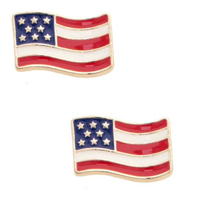 American Flag Enamel Stud Earrings in Red, White,