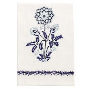 Single Flower Blue Towel