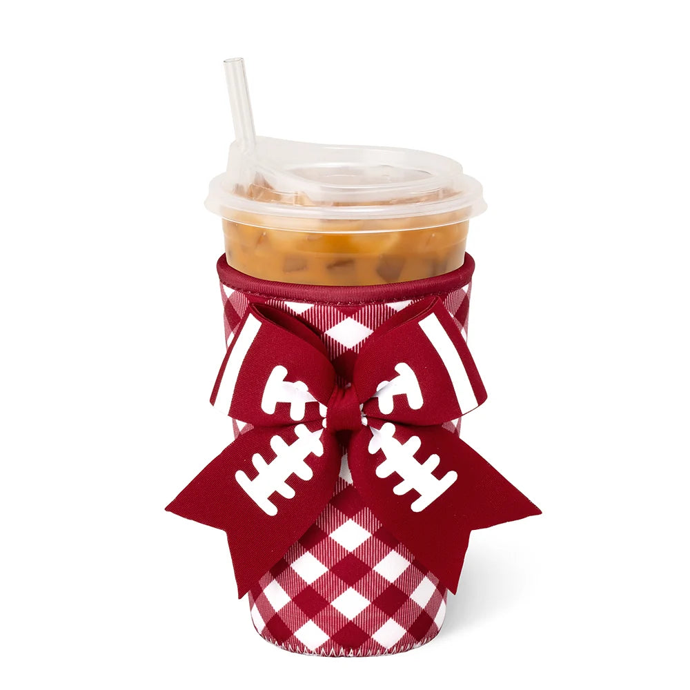 Gameday Gingham Crimson Iced Cup Coolie (Medium)