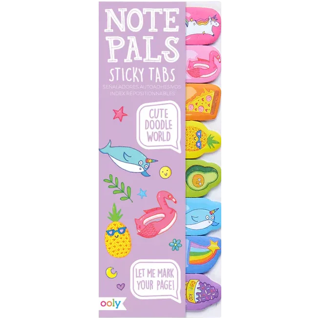 Note Pals Sticky Tabs, Cute Doodle World