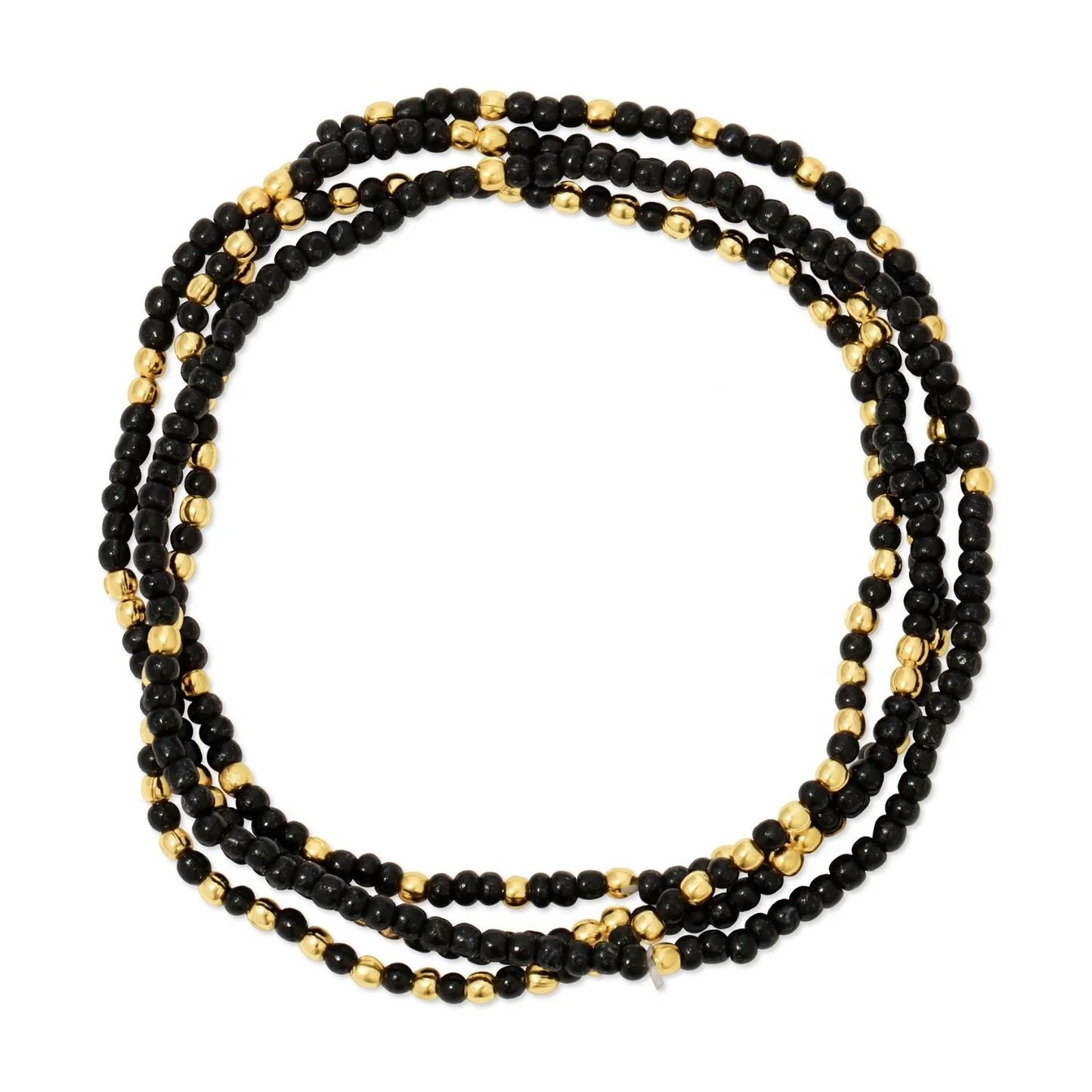 Game Day Beaded Bracelet, Black+Gold