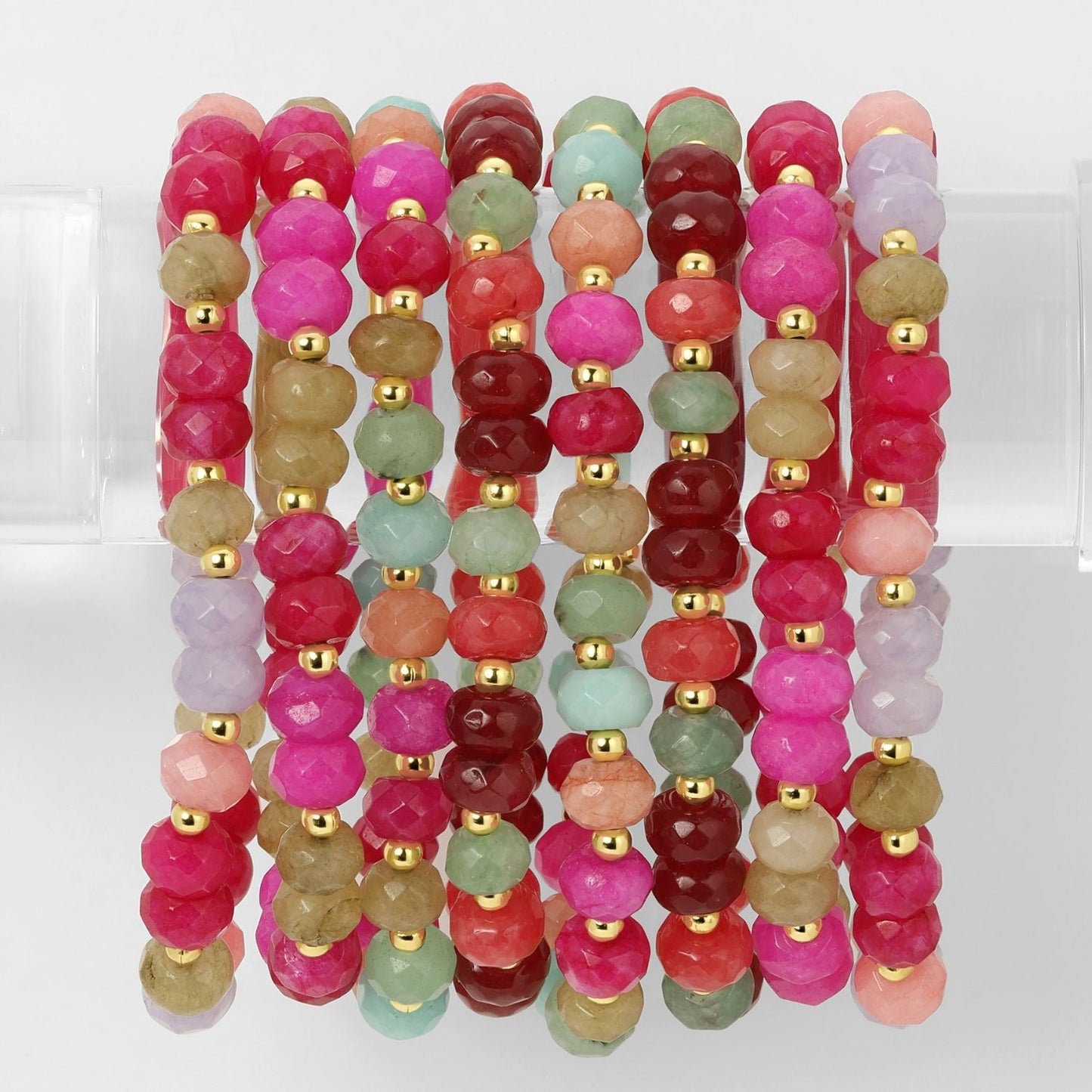 Large Stone Bracelet with Gold Accents