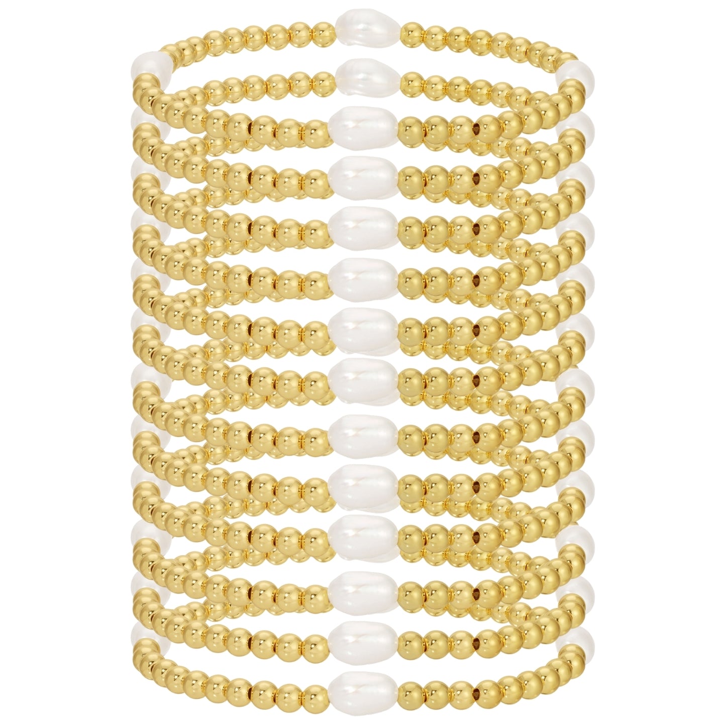 4mm Stretch Bracelet with Pearl Accents, Large Pearl