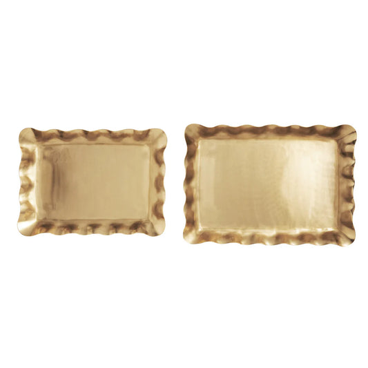 Brass Ruffle Nested Tray Set
