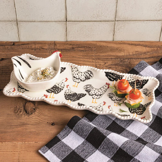 Rooster Tray And Dip Set