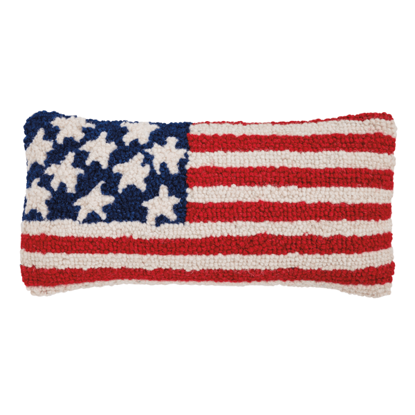 American Flag Hook Wool Pillow