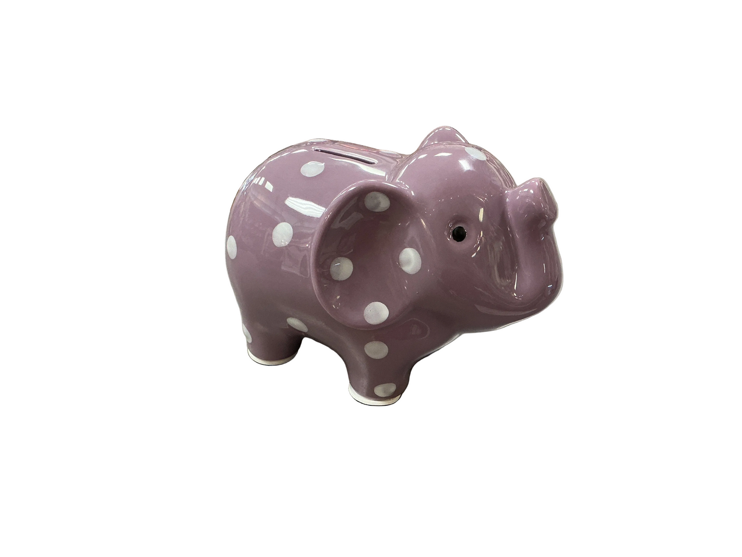 Polka Dot Elephant Bank- Lavender