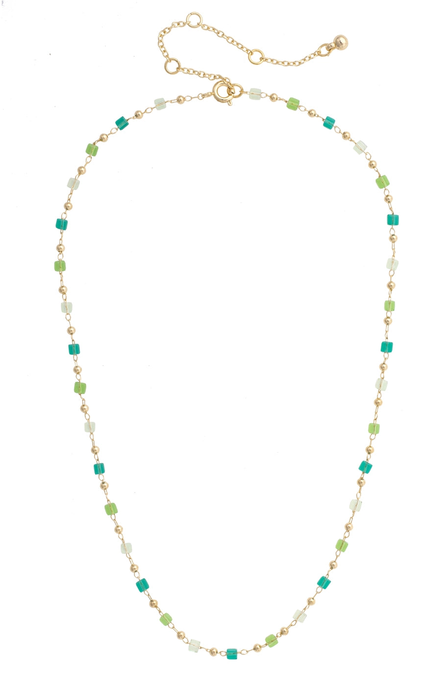 Celine Beaded Layering Necklace in Green