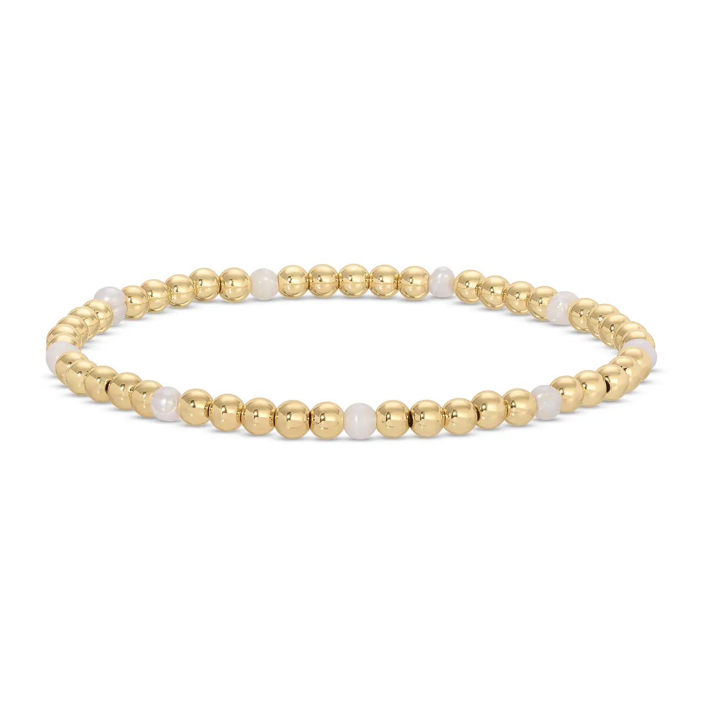 Gold Bead Stretch Bracelet with Pearl Accents