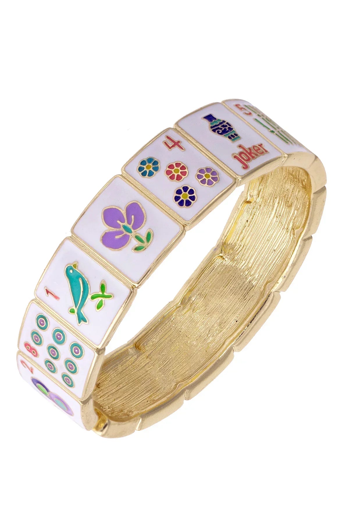 Going Mahjong! Enamel Hinge Bracelet, Multi
