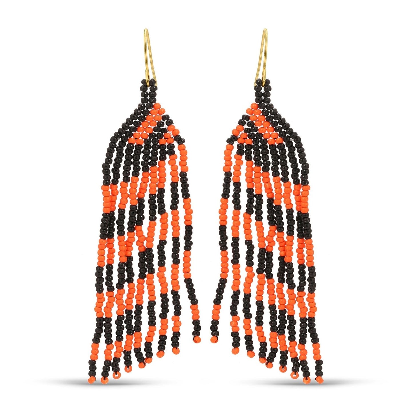 Black & Orange Seed Bead Earrings