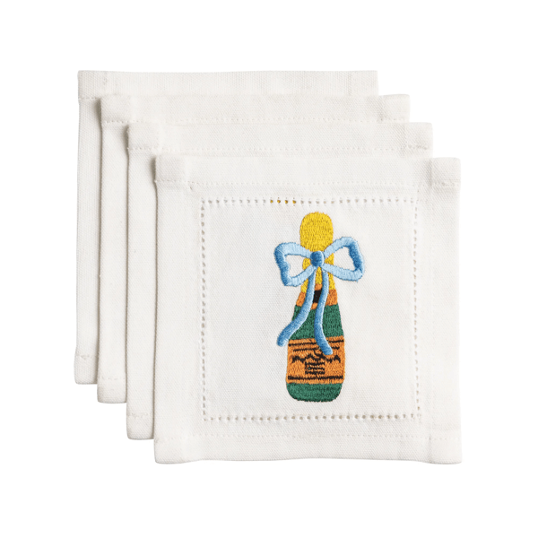 Champagne Bow Cocktail Napkin Set