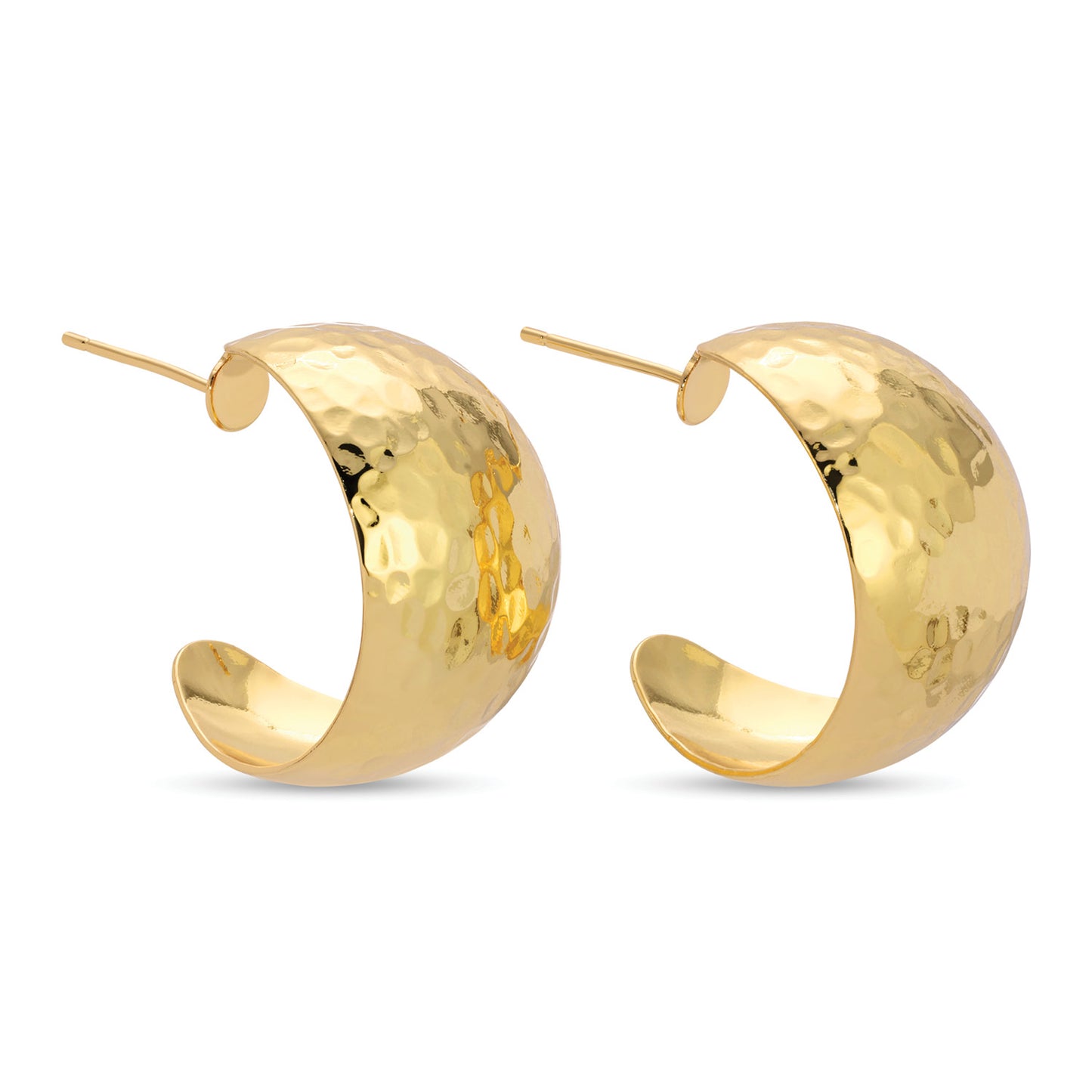 Textured Extra Wide Rounded Hoops, Gold