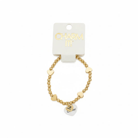 Classic Gold Heart Stretch Beaded Bracelet