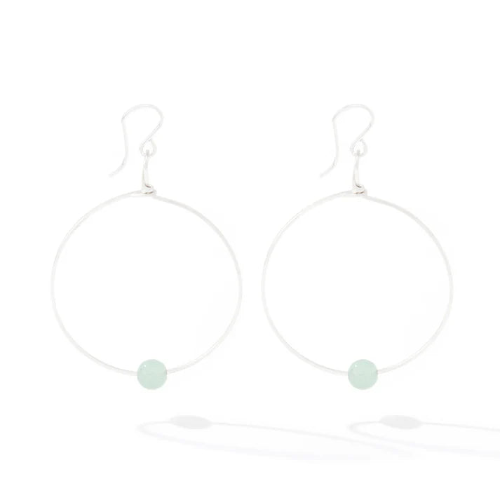 Breathe Earrings Silver - Aventurine Stone