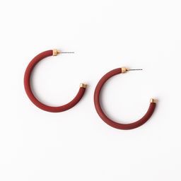 large resin hoop earrings in crimson red color