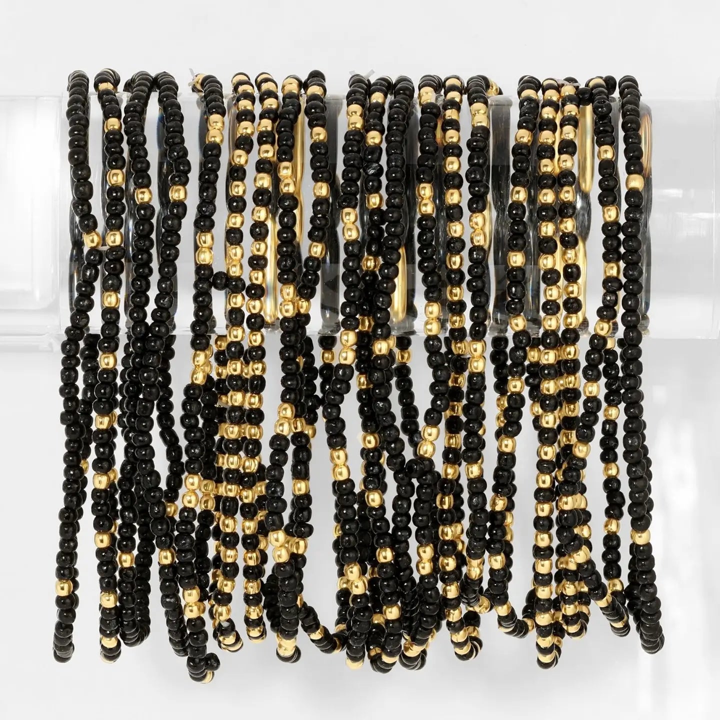 Game Day Beaded Bracelet, Black+Gold