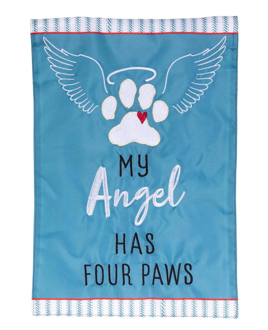 My Angel Has Four Paws Applique Garden Flag