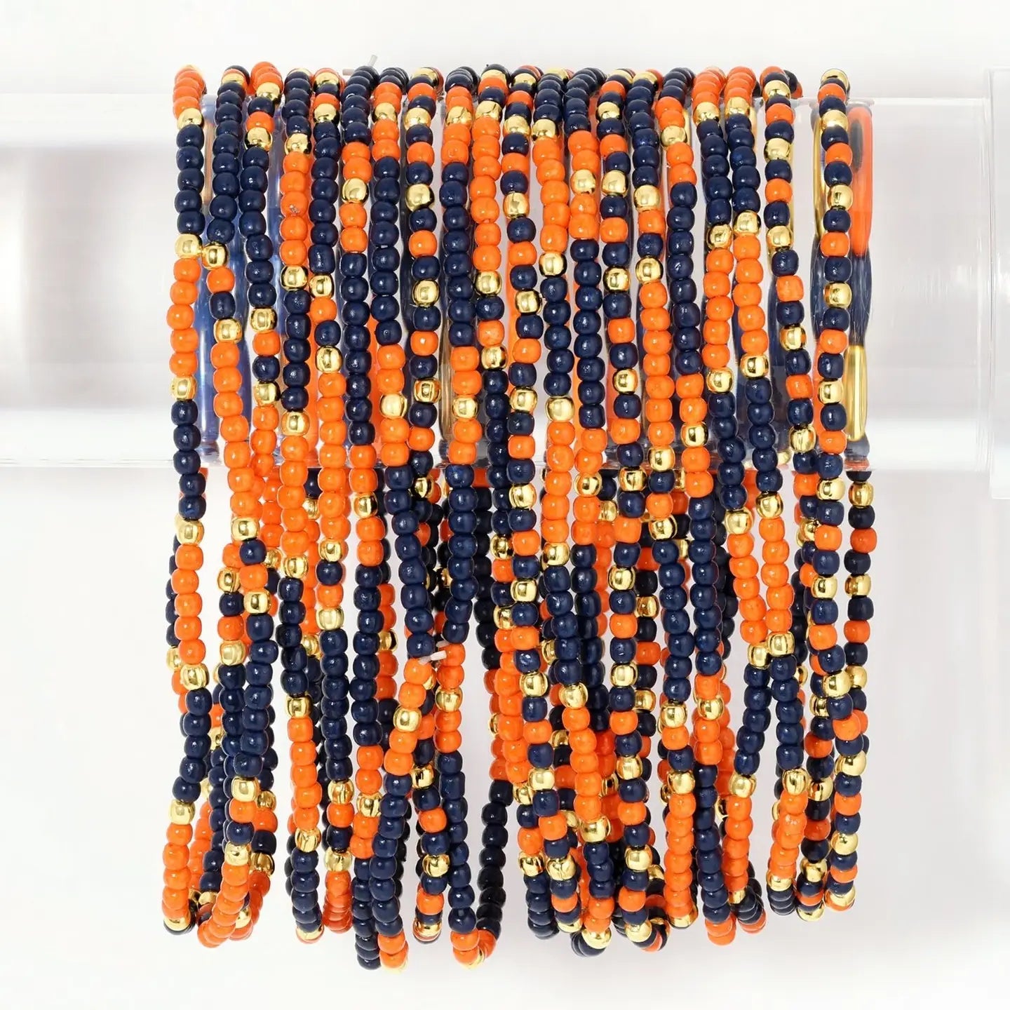 Game Day Beaded Bracelet, Navy+Orange