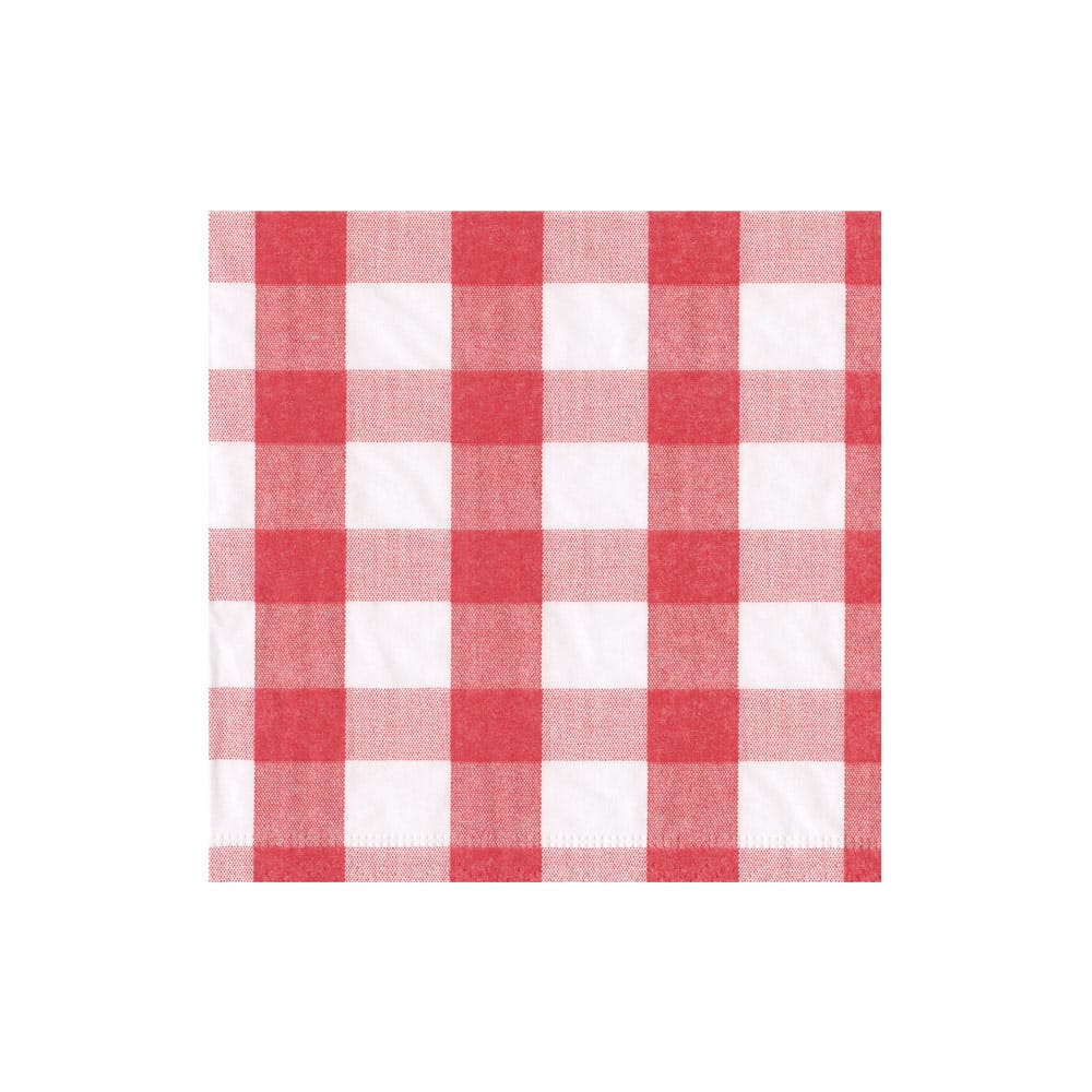 Paper Cocktail Napkins, Gingham Red