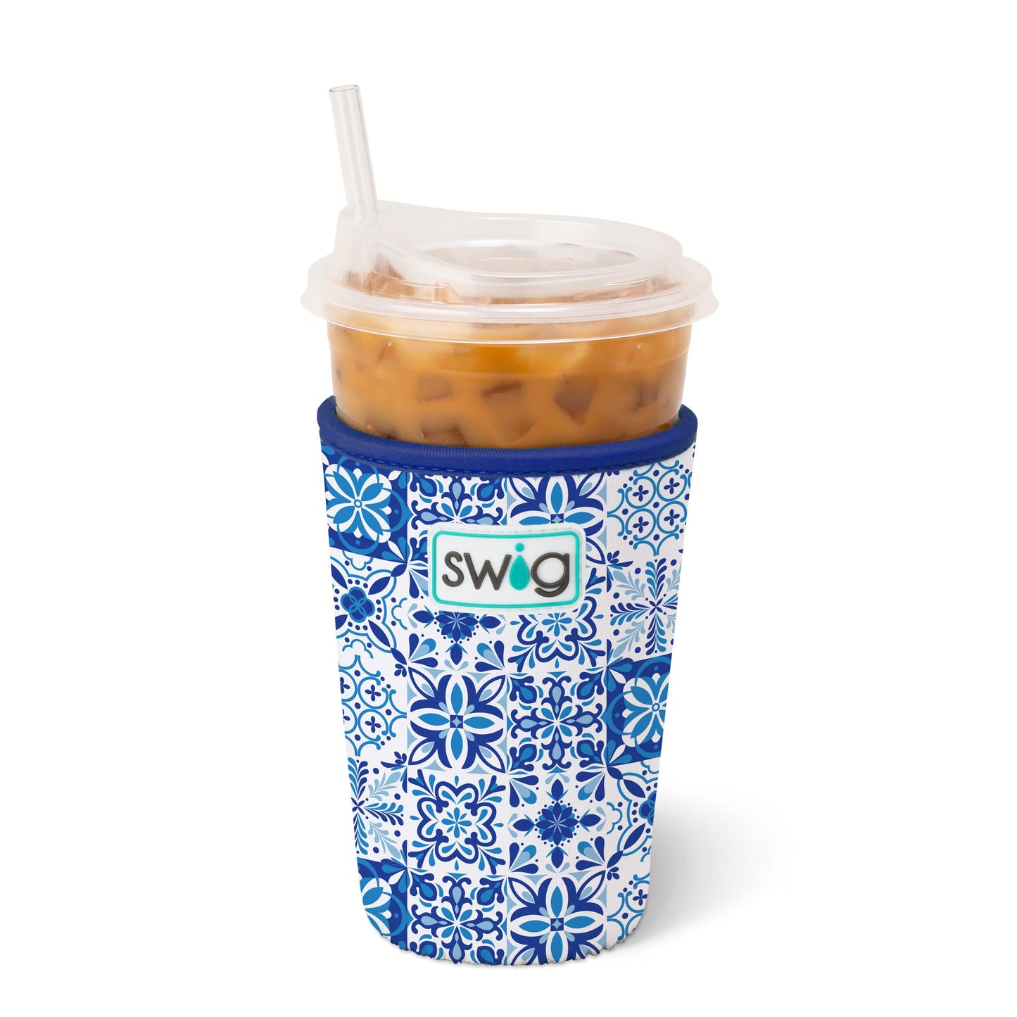 Indigo Tiles Iced Cup Coolie (Medium)